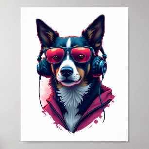 Affiche Un chien Habu portant des lunettes de soleil et de