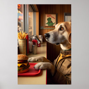 Affiche Un chien mignon au Diner
