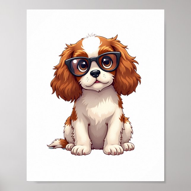 Affiche Un chien mignon, le roi Charles Spaniel (Devant)