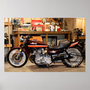 Affiche Un classique Kawasaki 1974 Z1 modifié Drag Bike