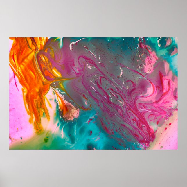 Affiche Un closep de couleur huile abstraite peint ondulé (Devant)