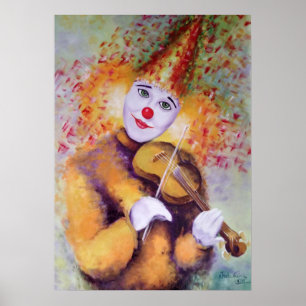 Affiche Un clown doux jouant du violon