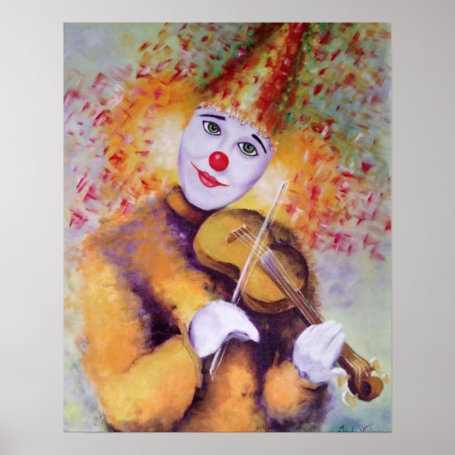 Affiche Un clown doux jouant du violon (Devant)