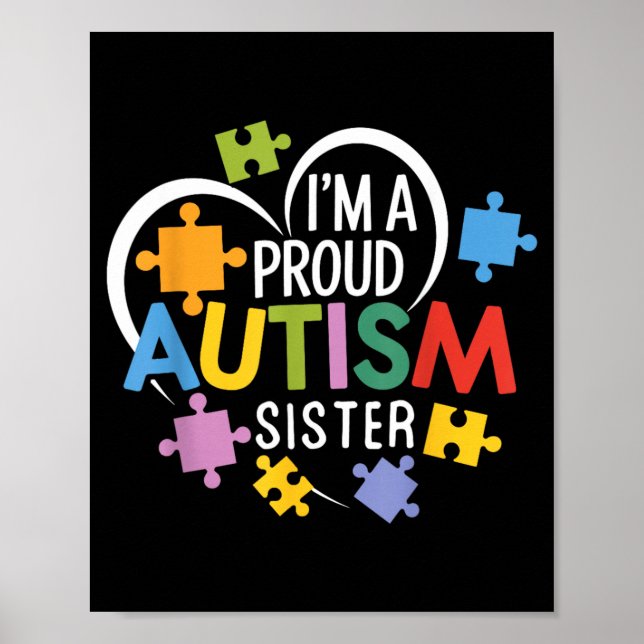 Affiche Un Cœur de Puzzle de la Sensibilisation à l'Autism (Devant)