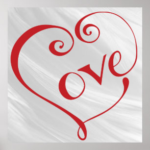 Affiche Un coeur fait d'amour en rouge