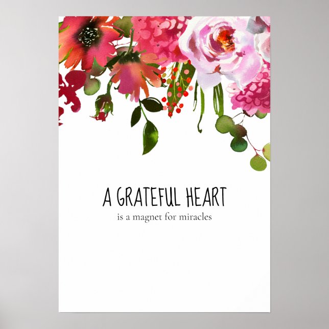 Affiche Un coeur gracieux Inspirationnel Floral (Devant)