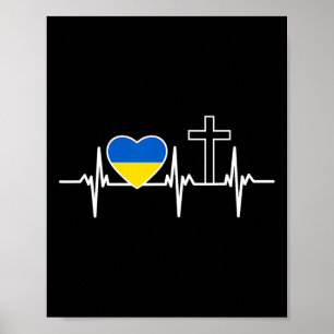 Affiche Un cœur pour Jésus et l'Ukraine - Vêtements chréti