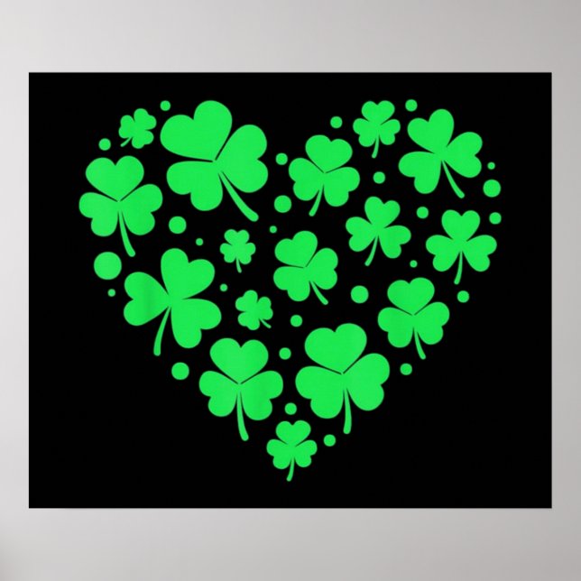 Affiche Un coeur Shamrock irlandais chanceux (Devant)