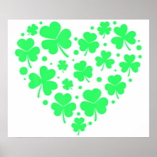 Affiche Un coeur Shamrock irlandais chanceux
