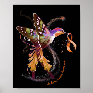 Affiche Un colibri tient un ruban orange Sensibilisation à