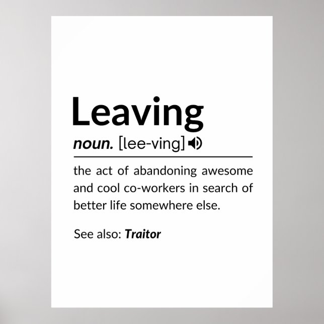 Affiche Un collègue amusant qui part (Devant)