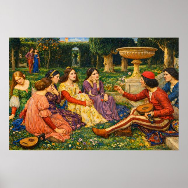 Affiche Un conte du Décaméron par Waterhouse (Devant)