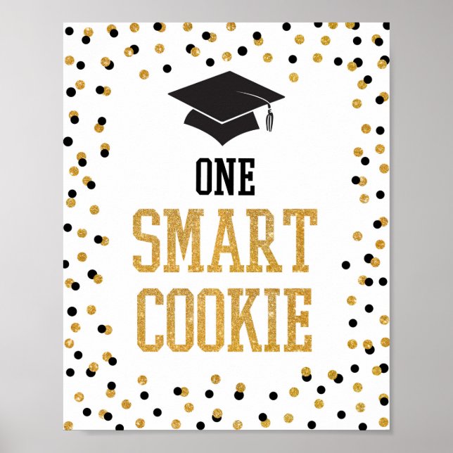Affiche Un Cookie Intelligent Noir & Or Signe de Graduatio (Devant)