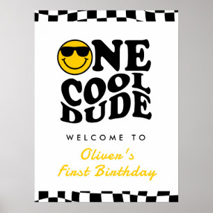 Affiche Un Cool Dude Boy 1er Anniversaire Wavy Welcome