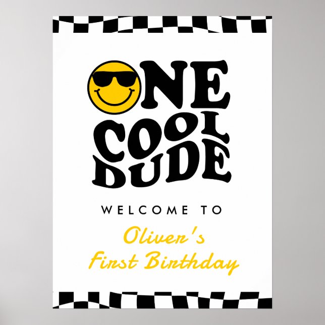 Affiche Un Cool Dude Boy 1er Anniversaire Wavy Welcome (Devant)
