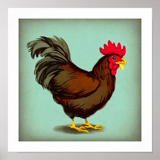Affiche Un coq Brown Vintage (Devant)