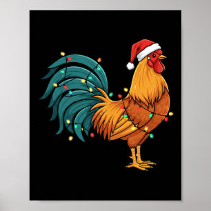 Affiche Un coq festif Je Rock Un Coq Dans Un Chapeau De Pè