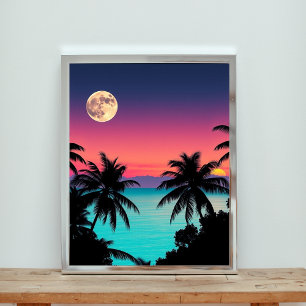 Affiche Un coucher de soleil vibrant sur des eaux turquois