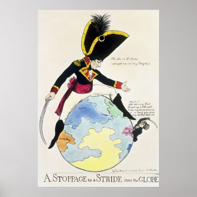 Affiche Un coup d'arrêt à un coup sur le globe, 1803 (Devant)