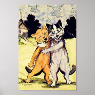 Affiche Un Couple de Chats Très Heureux, Louis Wain