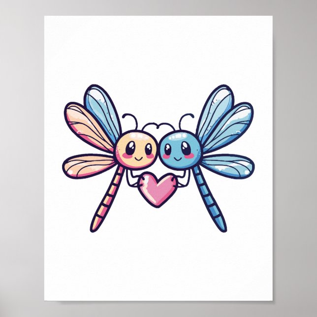 Affiche Un couple de libellules amoureux de l'animal Saint (Devant)