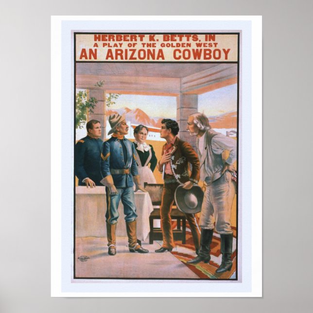 Affiche Un Cowboy Arizona Théâtre Vintage (Devant)