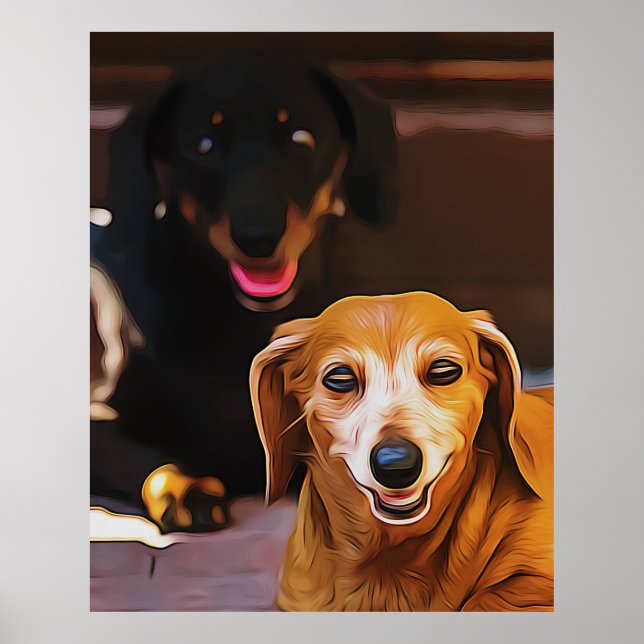 Affiche Un Dachshund Chaud Pendant La Chaleur Été (Devant)