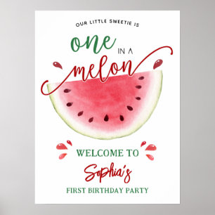 Affiche Un dans la pastèque Melon Accueil d'anniversaire