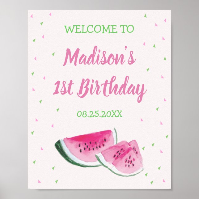 Affiche Un dans un Melon mignon accueil premier anniversai (Devant)