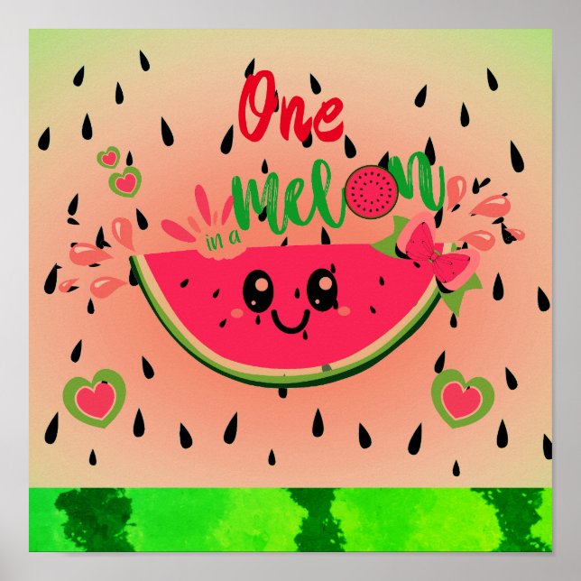 Affiche Un Dans Un Melon Watermelon Graines Pastel Green P (Devant)