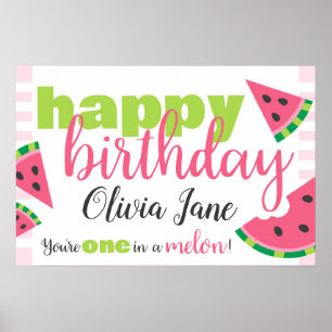 Affiche Un dans une pastèque Melon Joyeux Anniversaire Cus