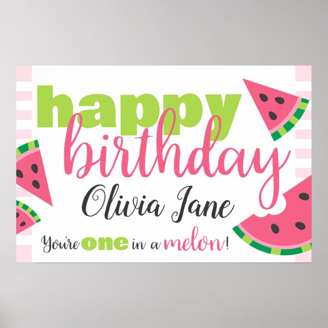 Affiche Un dans une pastèque Melon Joyeux Anniversaire Cus (Devant)