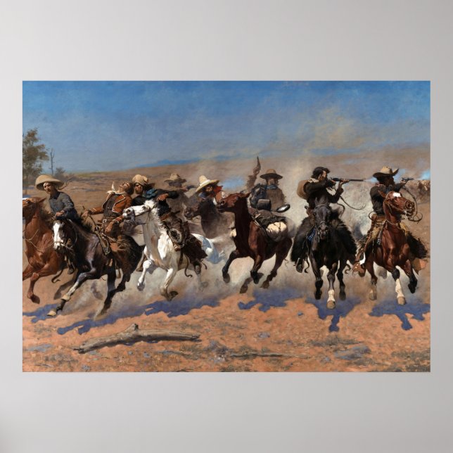 Affiche Un Dash pour le Bois par Frederic Remington (Devant)