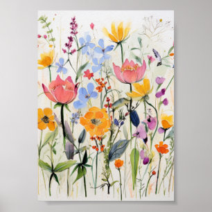 Affiche Un design floral fantaisiste, fleurs sauvages