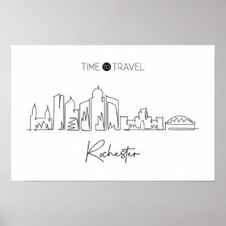 Affiche Un Dessin De Ligne Continu De Rochester Skyline