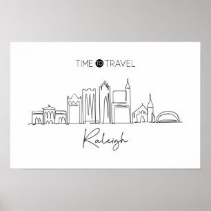 Affiche Un Dessin De Ligne Continue De Raleigh Skyline
