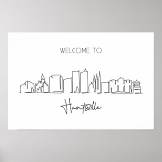 Affiche Un Dessin En Ligne Continu De Huntsville Skyline