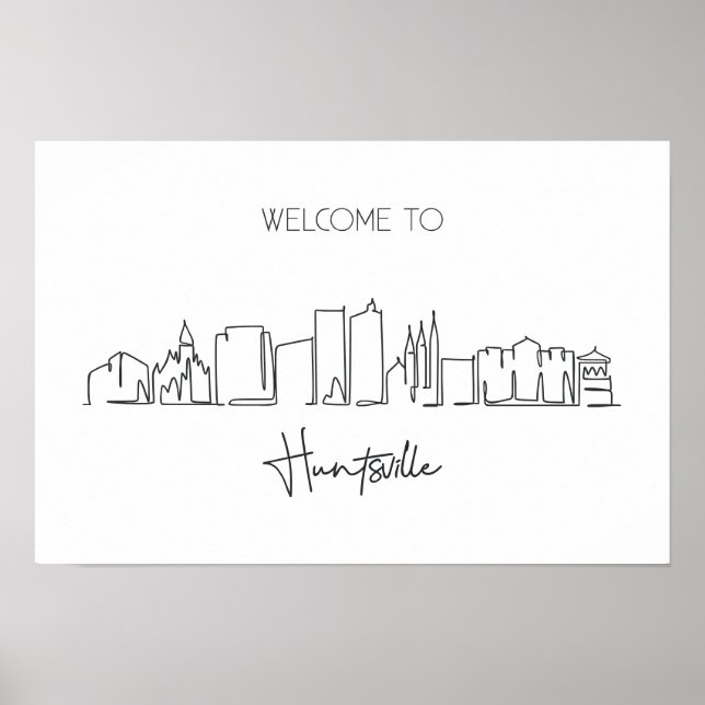 Affiche Un Dessin En Ligne Continu De Huntsville Skyline (Devant)