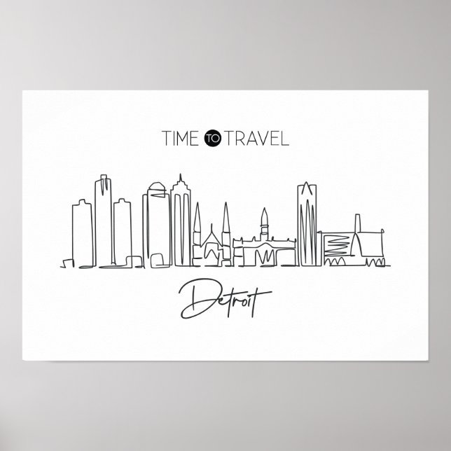 Affiche Un Dessin En Ligne Continu De La Ligne Skyline De  (Devant)