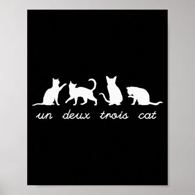 Affiche Un Deux Trois Cat Cute Funny French Pun Cat Lovers (Devant)