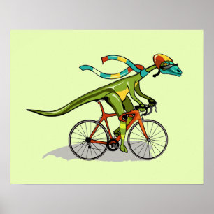 Affiche Un Dinosaure Anabisetia À Vélo.