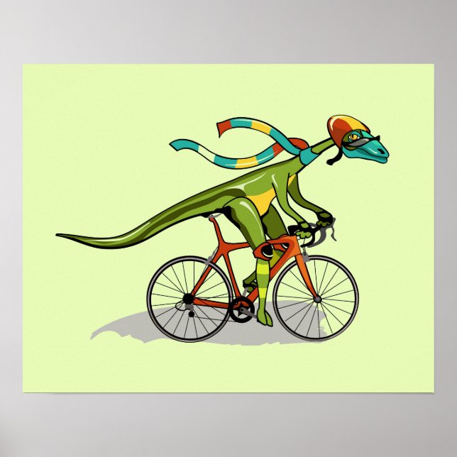 Affiche Un Dinosaure Anabisetia À Vélo. (Devant)