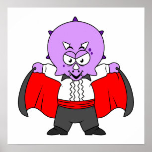 Affiche Un Dinosaure De Ceratops Habillé Comme Comte Dracu