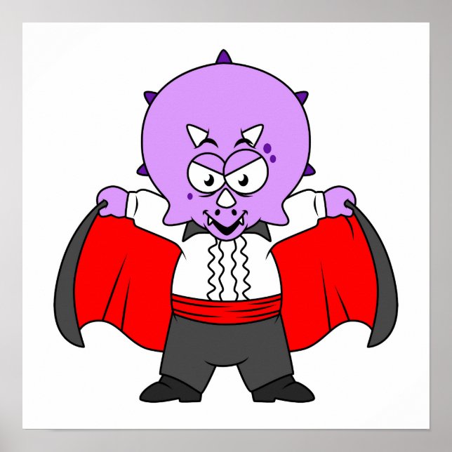 Affiche Un Dinosaure De Ceratops Habillé Comme Comte Dracu (Devant)