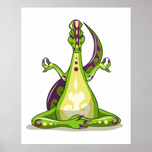 Affiche Un Dinosaure Iguanodon Qui Fait Du Yoga. (Devant)