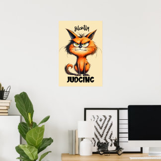 Affiche Un drôle de sarcasme mot art silencieux juger chat