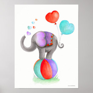 Affiche Un éléphant gris cirque Whimsy sur une pépinière à