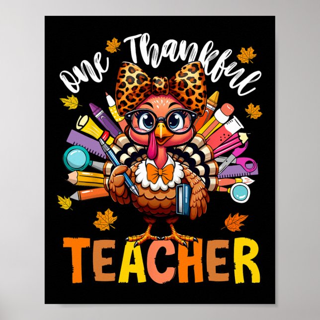 Affiche Un enseignant reconnaissant Thanksgiving dinde mig (Devant)