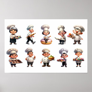 Affiche Un ensemble de chefs de pâtisserie Poser pour la c