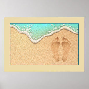 Affiche Un ensemble de empreintes dans le sable